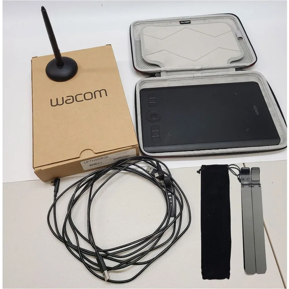 Wacom Intuos Pro Small PTH-460-K0A Digital Drawing Tablet, Stand, Case, Bundle
